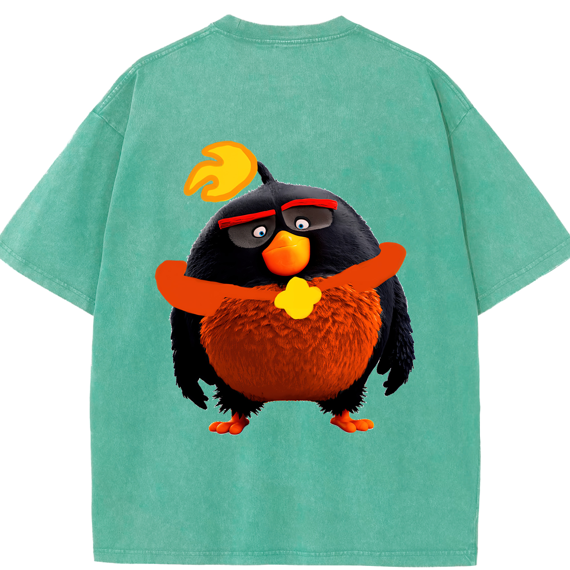 （画像用） Angry Birds アングリーバード 綿100% ヴィンテージ風 半袖Tシャツ（背面プリント）